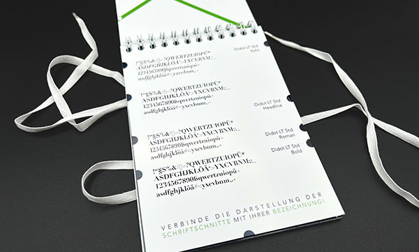 Eine Seite mit Schriftschnitten